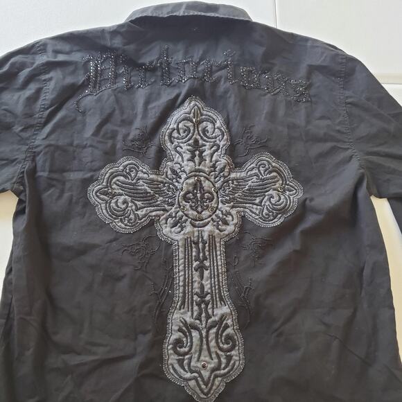 Victorious Shirt Mens Large Cross Embroidered Button Up Long Sleeve Western - Picture 5 of 8
